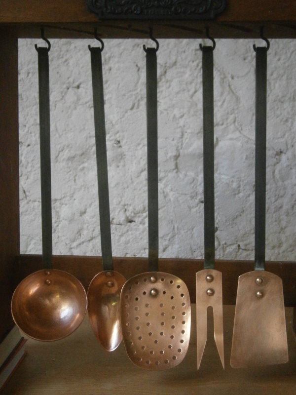 Набор медной утвари- поварешка, шумовка, ложка